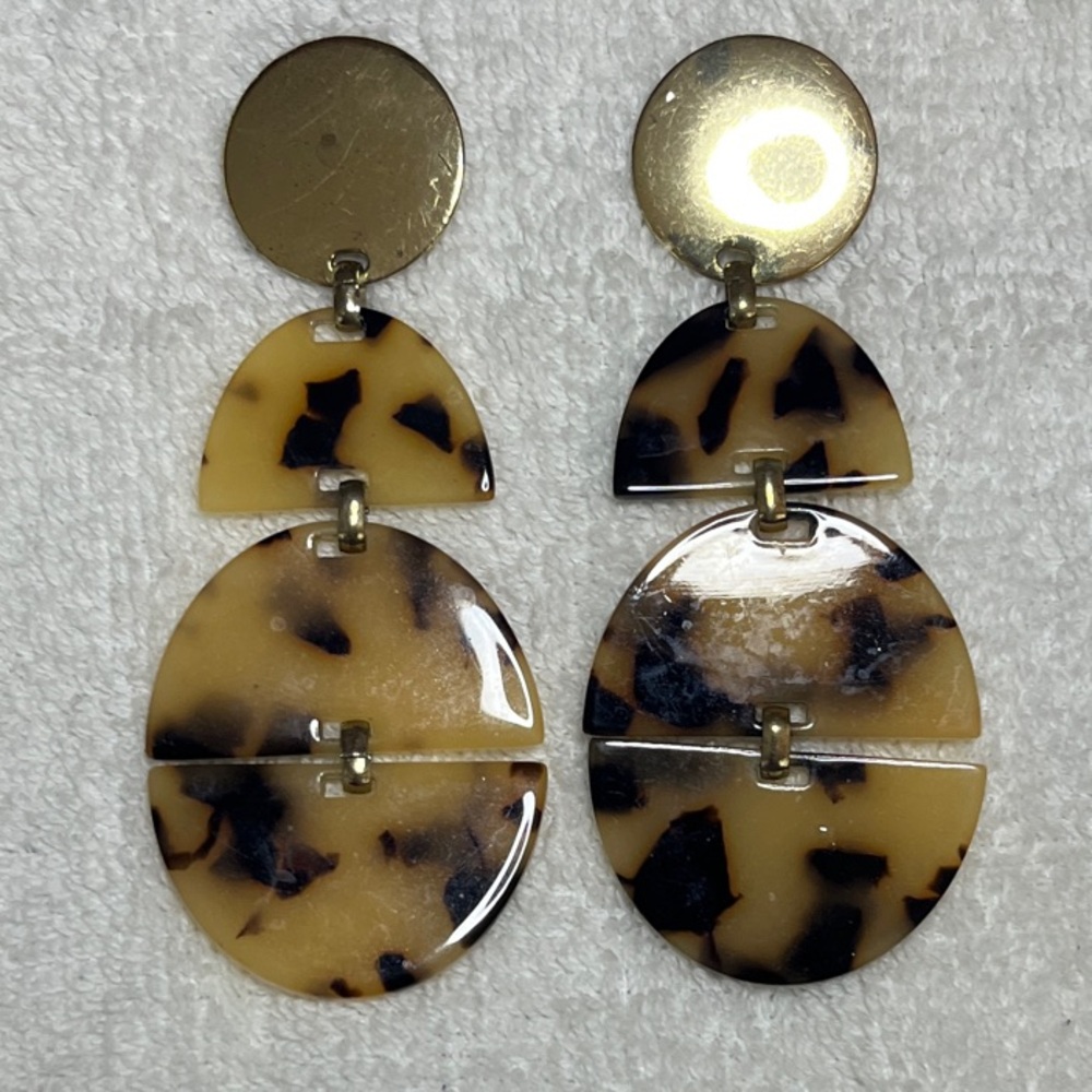 Sugarfix Gold Tone and Brown Faux Tortoise Shell Earrings‎